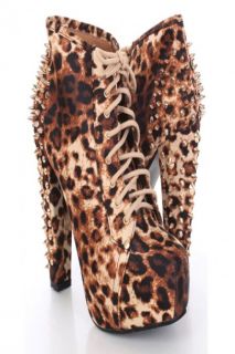 Leopard Lace Up Spike Platform Boots @ Amiclubwear Boots Catalog:women 