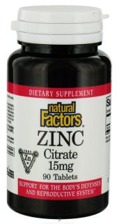 Natural Factors   Zinc Citrate 15 mg.   90 Tablets Support For The 