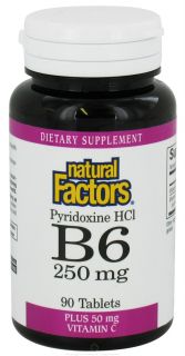 Natural Factors   Vitamin B6 Pyridoxine HCl 250 mg.   90 Tablets Plus 