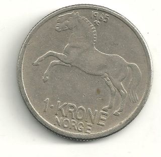 VERY NICELY DETAILED HIGH END 1965 NORWAY 1 KRONE COIN
