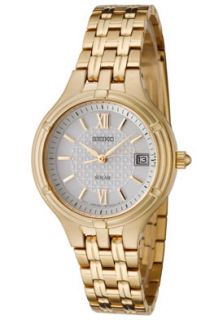 Seiko SUT018P1 Watches,Womens Solar gold plated with White Dial 