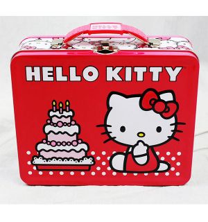   HELLO KITTY NEW Sanrio Cake Red Tin Metal Case Gifts Anime Licensed
