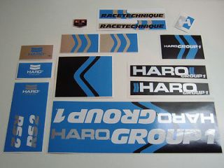 VINTAGE BMX HARO GROUP1 RS2 1987 & 1988 (black and blue) decals 