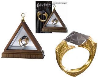 Harry Potter The Horcrux Ring In Wooden Display Case   24K Gold New 