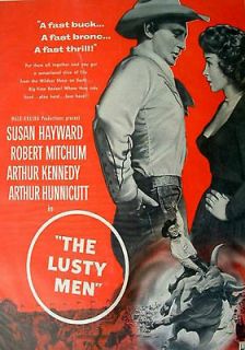   Vintage Movie Poster THE LUSTY MEN Susan Hayward Robert Mitchum 1952