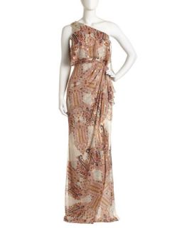 Mark + James by Badgley Mischka One Shoulder Paisley Print Gown