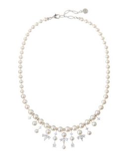 Pearl and CZ Bib Necklace   
