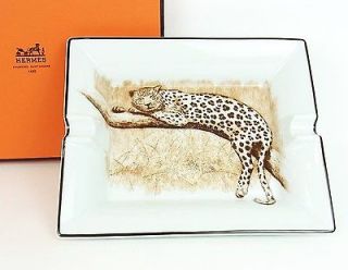 AUTHENTIC HERMES LEOPARD PAINTED LARGE 3H ASHTRAY MADE IN FRANCE GOOD 