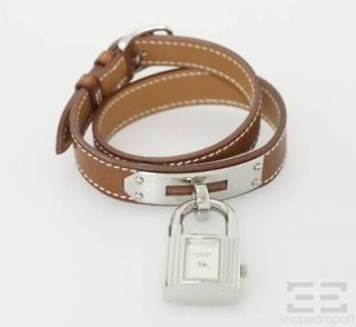Hermes Stainless Steel & Natural Barenia Leather Double Tour Kelly 