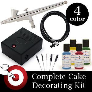 Airbrush Food Cake Decorating Kit 4 Color Supplies Set
