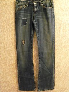WOMENS SERGIO VALENTE STRETCH JEANS SIZE 30 BOOTCUT DESTROYED WHISKERS 