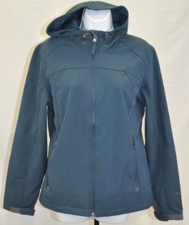 NEW Free Country Womens Hooded Full Zip Softshell Jacket Dark Blue