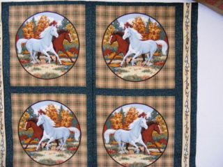 Horse Scene Horseshoe Bend 100% Cotton Pillow Panel Quilt Sew Craft 