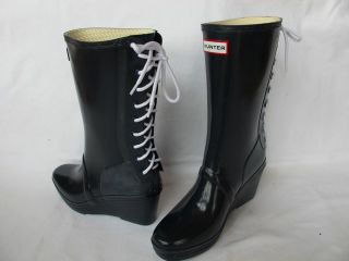 Hunter Verbier Wellies Rainboots Wedge Lace Up 9US NEW