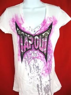 TAPOUT Sly Snake Womens V neck T shirt White New