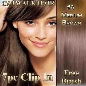   IN Remy Human Hair Extensions Indian #4 Chestnut Brown 7pcs FREE BRUSH