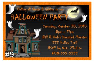 HALLOWEEN PARTY INVITATIONS Haunted House Night Design