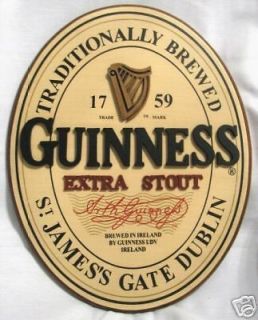 Guinness Label Oval 3D Wood Irish Pub Bar Guiness Sign