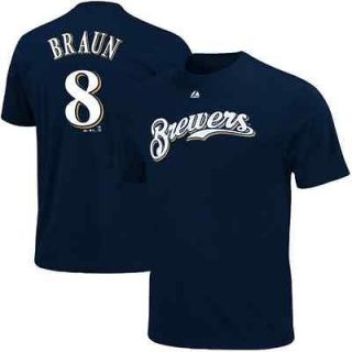 Majestic Ryan Braun Milwaukee Brewers Big Sizes Player T Shirt   Navy 