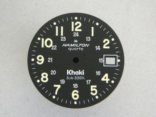   Vintage HAMILTON KHAKI Quartz Sub 220ft. Date Matte Black Watch Dial