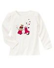 GYMBOREE Pups & Kisses White Shirt/Top Pug Dog on Scooter Hearts Size 