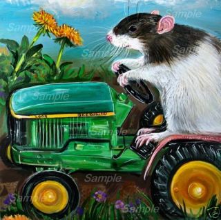   John Deere Green Tractor GICLEE of Painting Spring Kasheta Mice ART