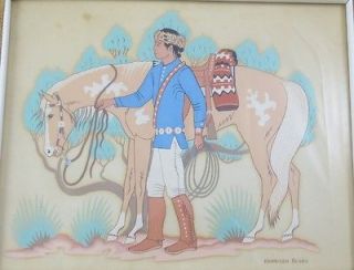 Harrison Begay ORIGINAL VINTAGE SILKSCREEN PRINT Navajo Man and Horse 