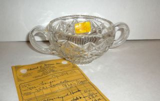 VINTAGE ANTIQUES HAWKES CUT CRYSTAL GLASS OPEN SUGAR BOWL SIGNED 