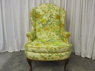 Vintage Tall Queen Anne Wing Back Style Chair Custom Upholstery XNice 