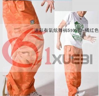 Orange Camouflage Hip Hop SAMBA PARACHUTE Rave Cargo Pants for Men 
