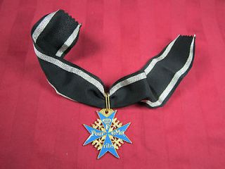 WWII WW2 German Por Le Merite BLUE MAX Enamel cross Medal w Ribbon