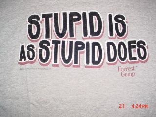   Is As Stupid Does Forrest Gump Tom Hanks Movie Velvet Logo Shirt L