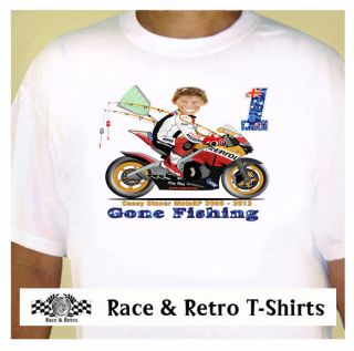 Race & Retro   Casey Stoner MotoGP Retirement Gone Fishing T Shirt