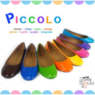 NEW FASHION WOMENS ROUND TOE COLORFUL PATENT BALLET FLAT SHOES 