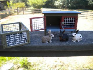 RABBITS AND HUTCH by Schleich; rabbit/toy/NEW