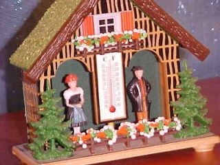BAMBI German Wood WEATHER House VTG Thermometer BAROMETER Swiss CHALET 