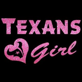 Texans Girl w Heart Metallic Glitter Film Auto Car Truck Window 