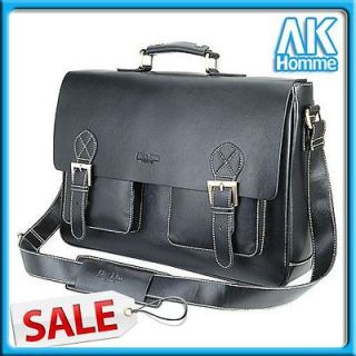   Business Mens Black Nice Soft Leather Briefcase Laptop Office Bag Case