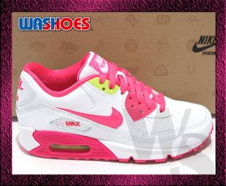 Nike Air Max 90 2007 GS White Spark Pink Cyber 345017 111 UK 3~6 girls 