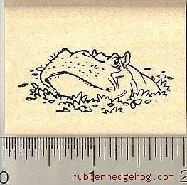Hippo rubber stamp D9513 wood mounted hippopotamus