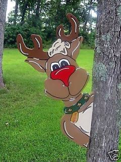  the Red Nosed Reindeer Tree Peeker Christmas Yard Art Decoration
