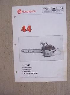 1985 Husqvarna Chain Saw Model 44 Spare Parts Manual List SX85.102 