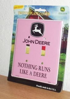 John Deere Double Light Switch Cover  Pink  New