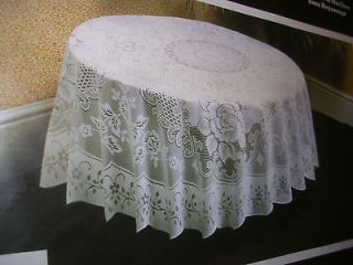Lace Tablecloth SIM​ACO (UK) Round 36 Beige Poly​ester Pattern 