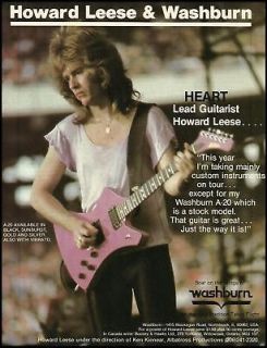 HEART HOWARD LEESE 1982 WASHBURN A 20 GUITARS AD 8X11 FRAMEABLE 