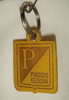   Piaggio Genova Tan Leather Key Ring /KeyChain   Vintage Scooter Lovers