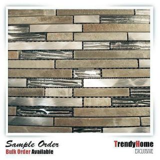   Glass Stainless Steel Natural Stone Blend Mosaic Tile Backsplash
