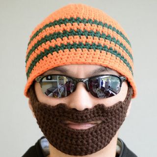 Beard Hat Head Knit Beanie Cap Handmade Crochet Christmas Mustache Ski 