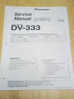 Pioneer Service Manual~DV 333 DVD Player~Origina​l~Repair