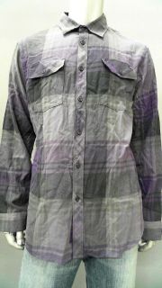 RVCA Mens XL Cotton Long Sleeve Flannel Shirt Purple Plaid Top 